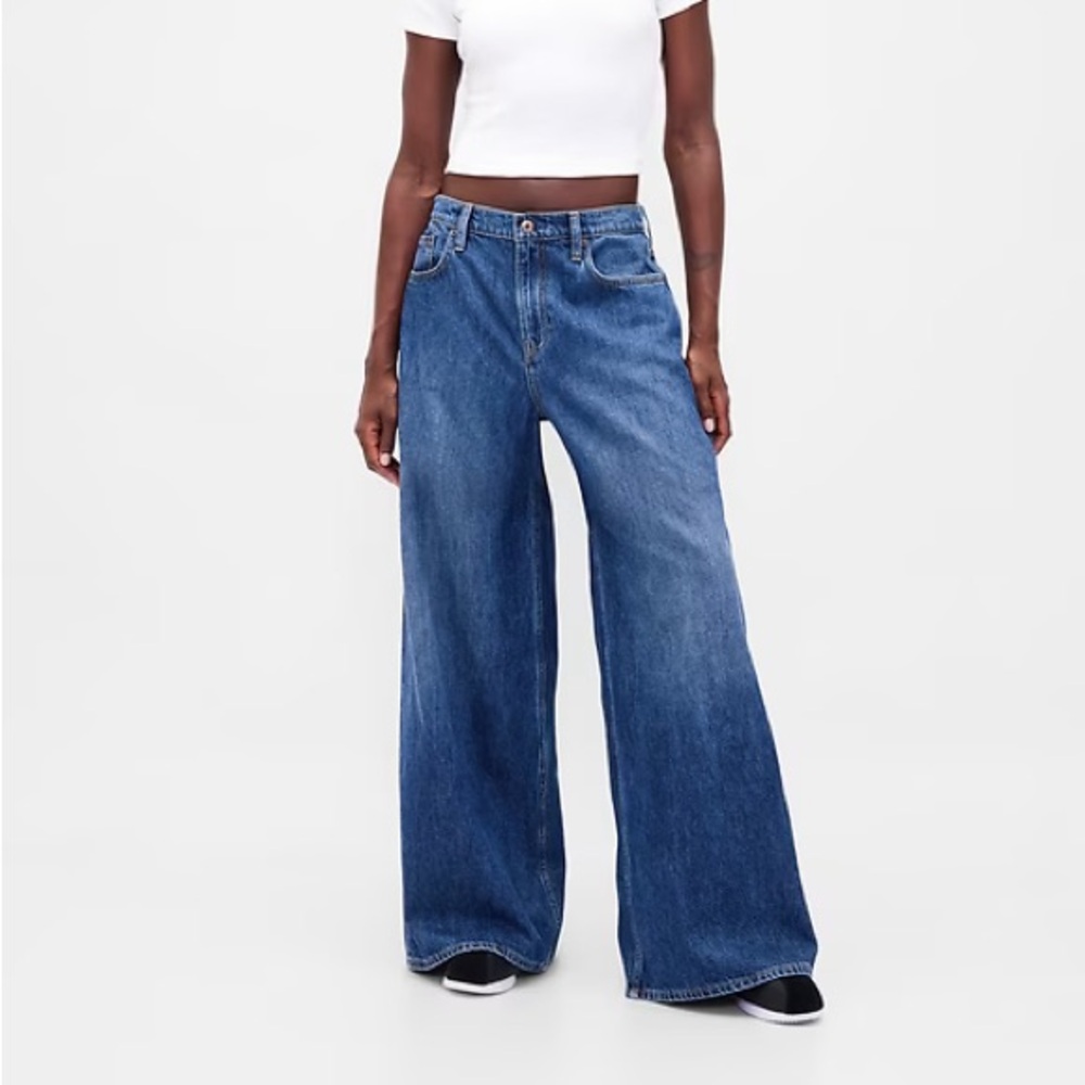 GAP Low Slung Extra Baggy Jeans, medium indigo Sz 25 0 regular